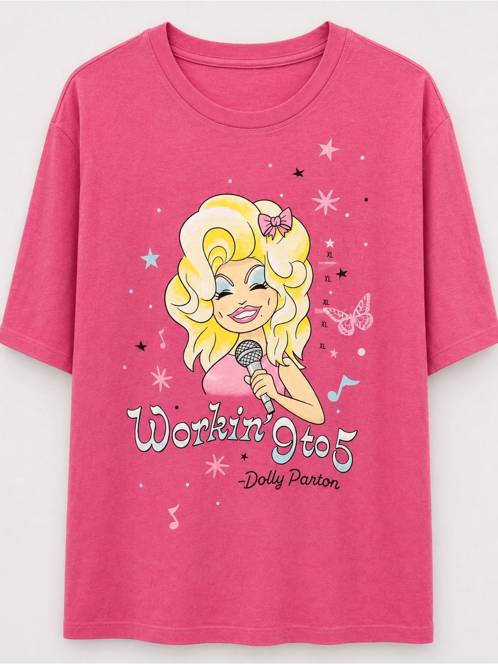 Dolly Parton Pink Graphic Short Sleeve Tee - Workin' 9 to 5 Design